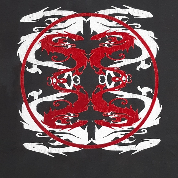 Vintage 90s No Boundaries Oriental Dragon Felt LS Tee Large - Picture 2 of 7